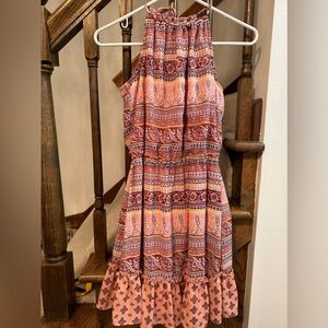 Pink and coral patterned dress